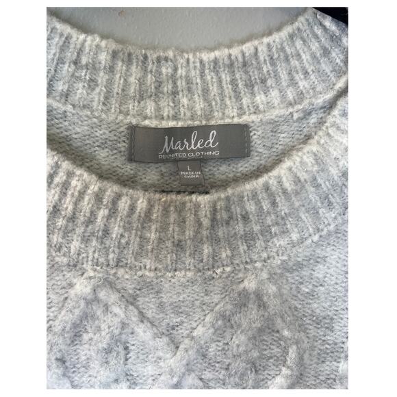 Marled Reunited Gray Knit Crewneck Sweater Large with buttons on sides - Picture 5 of 9